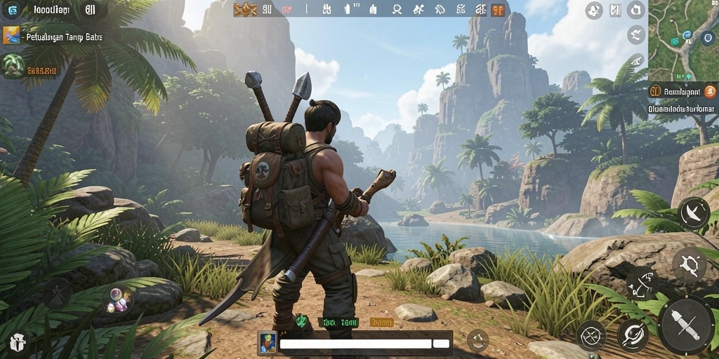 Tampilan gameplay epik dari petualangan di dunia terbuka 8II.