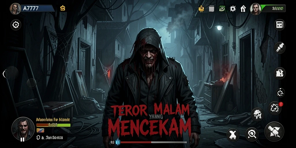 Screenshot gameplay A7777 dengan suasana Horror yang mencekam.