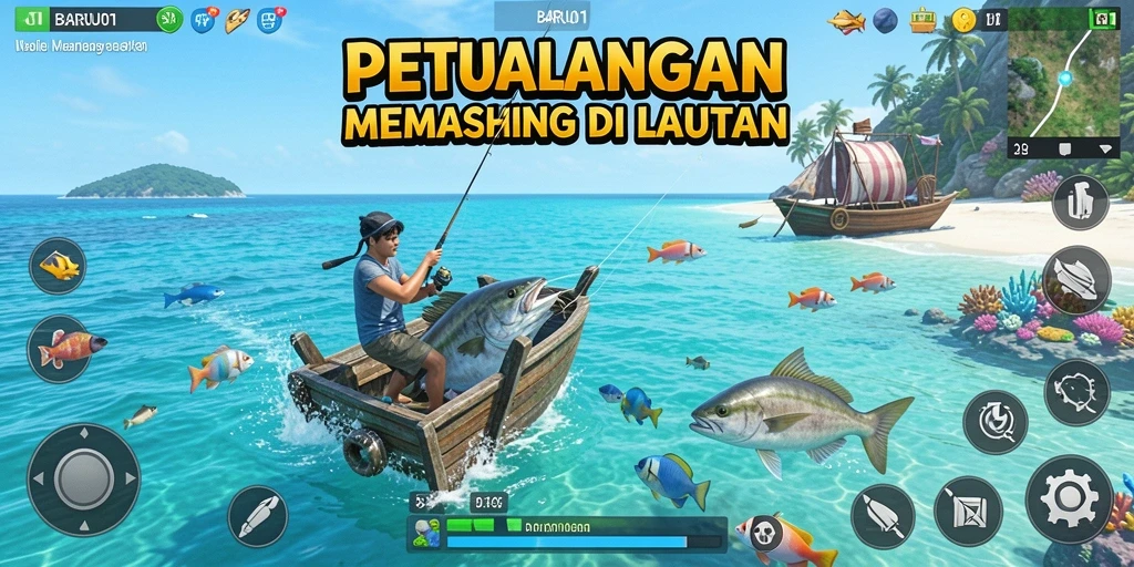 Tangkapan besar dalam aksi gameplay Fishing BARU01.