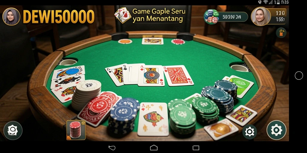 Tampilan gameplay seru DEWI5000 dengan interaksi Gaple yang menyenangkan.