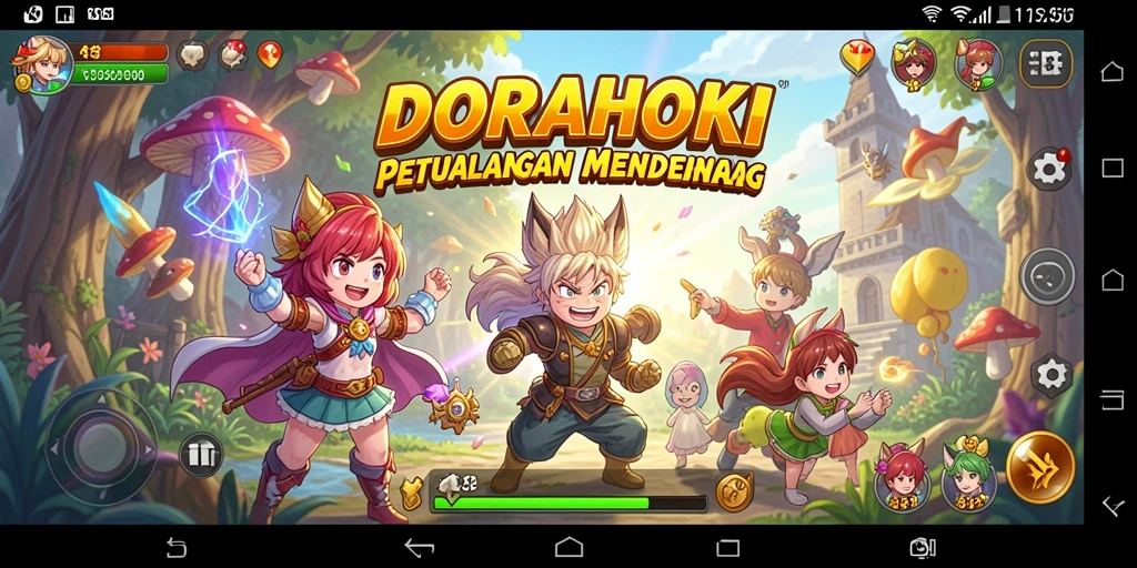 Screenshot gameplay DORAHOKI yang menampilkan pertarungan seru.