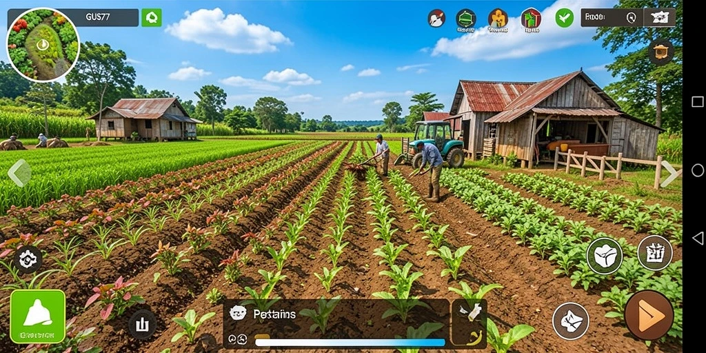 Screenshot GUS77 menampilkan gameplay pertanian yang seru.