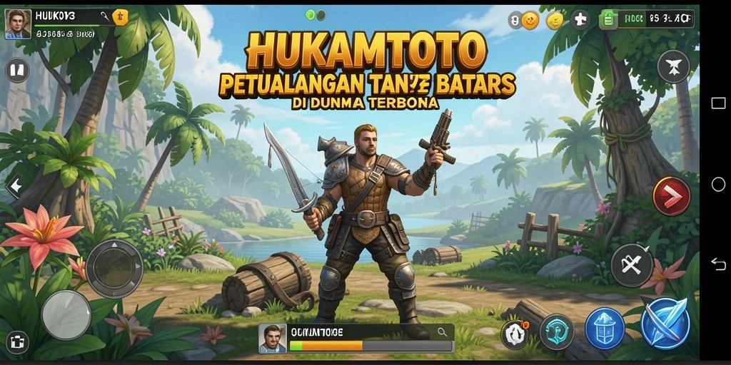 Tampilan gameplay HUKUMTOTO dengan petualangan seru di dunia terbuka.