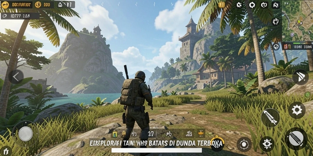 Tangkapan layar ID777 menampilkan gameplay menakjubkan di dunia terbuka.