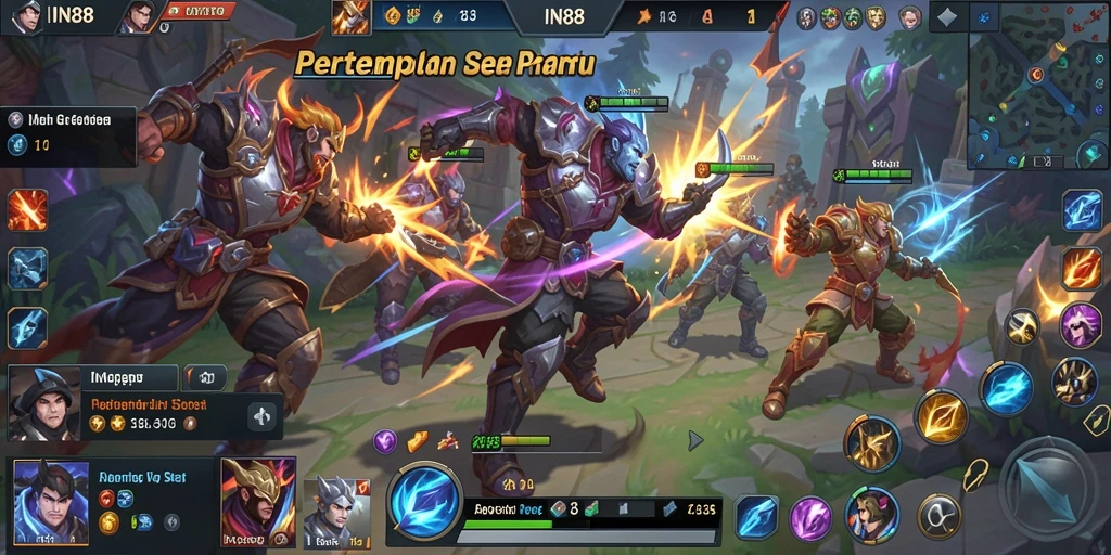 Gameplay seru dalam pertempuran MOBA yang mendebarkan.
