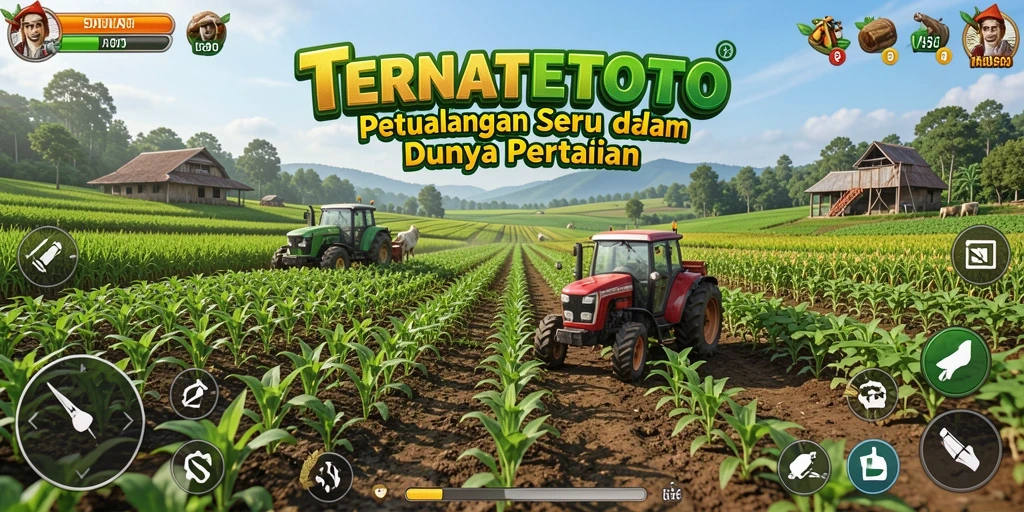 Screenshot gameplay <strong>TERNATETOTO</strong> menampilkan pertanian yang penuh warna dan interaktif.