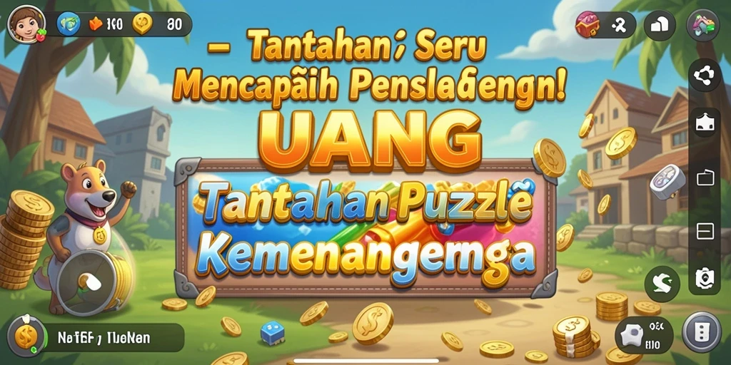 Tampilan gameplay menarik dari game Puzzle UANG yang menantang.